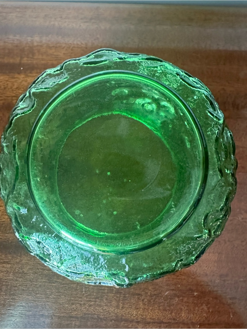 Vintage E.O. Brody Co. Emerald Green Crinkle Glass Bowl / Planter - Picture 3 of 7